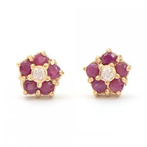 beautiful 18k gold over st. silver with diamond and rubies earrings